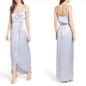 WAYF Satin Wrap Maxi Dress - Ice Blue